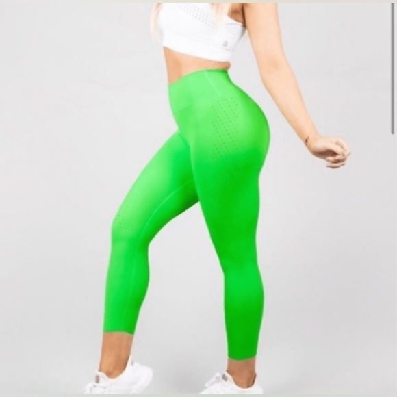 Buffbunny Collection Pants - BuffBunny Neon Green Leggings Viva la Vibe Laser Cropped - M